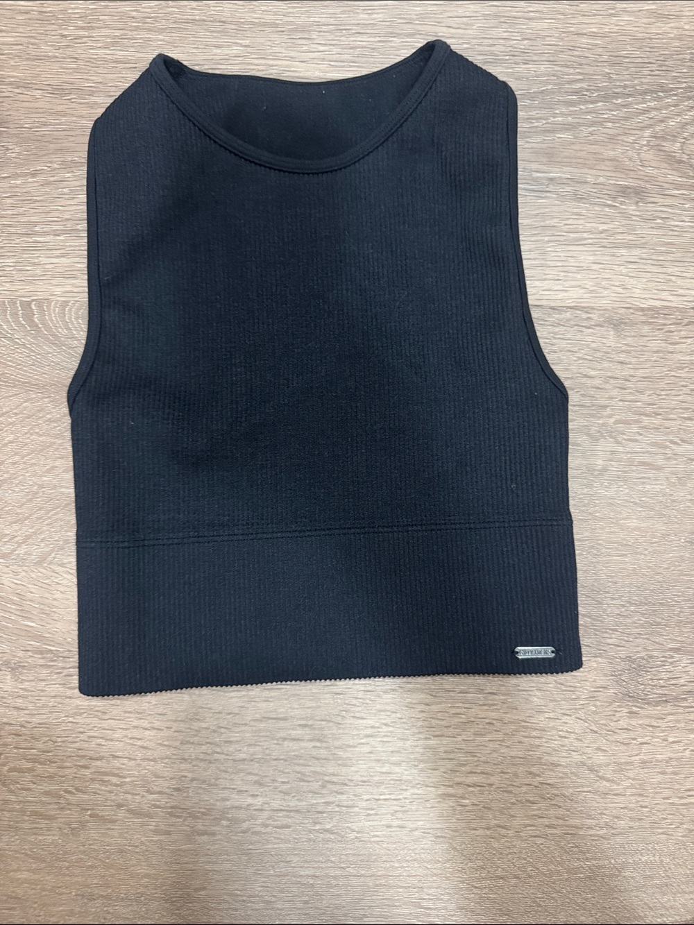 Hollister Black Ribbed High-Neck Crop Tank